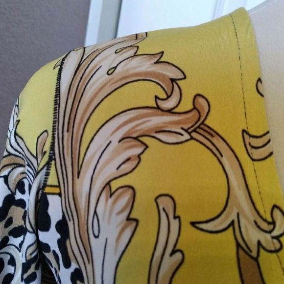 EVA VARRO TUNIC YELLOW BLACK ANIMAL PRINT SMALL WOMENS SMALL - Picture 6 of 8
